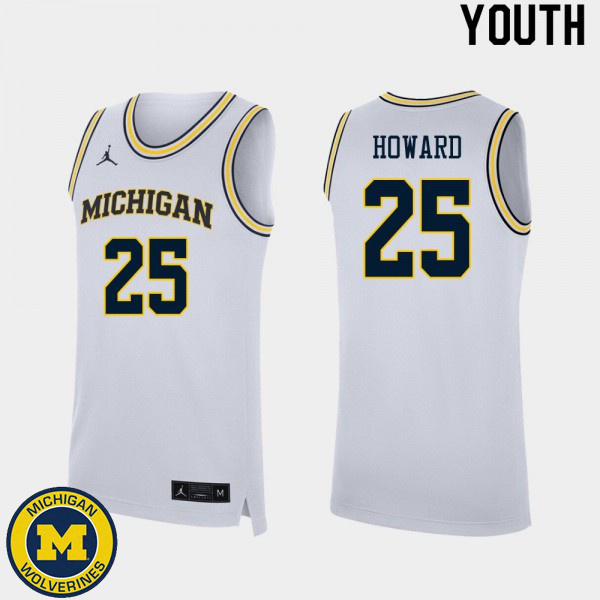 Youth Michigan Wolverines #25 Jace Howard White Fashion Basketball Jersey